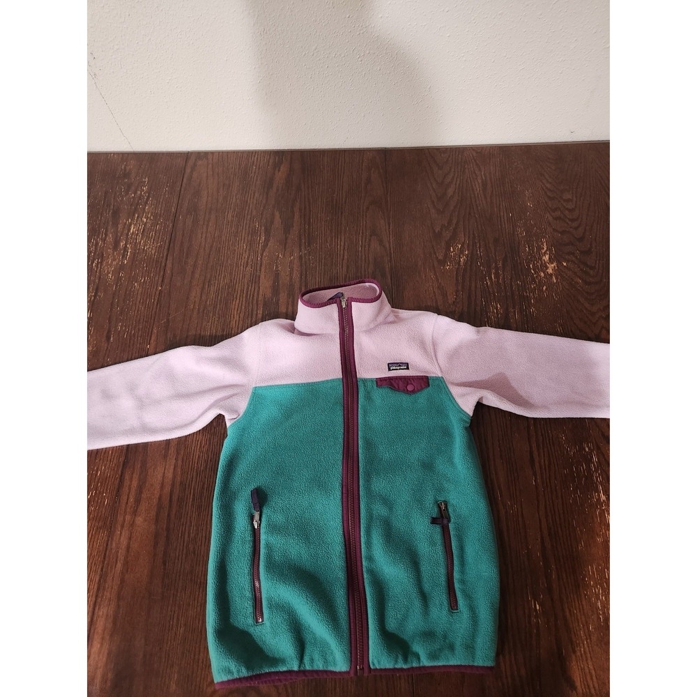 Patagonia Girls XL 14 Fleece Jacket Full Zip Teal Pink Purple Colorblock School